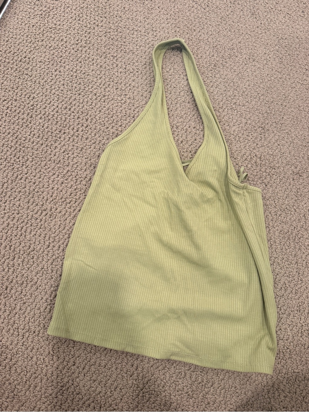American Eagle Outfitters Olive Ribbed Halter Tank